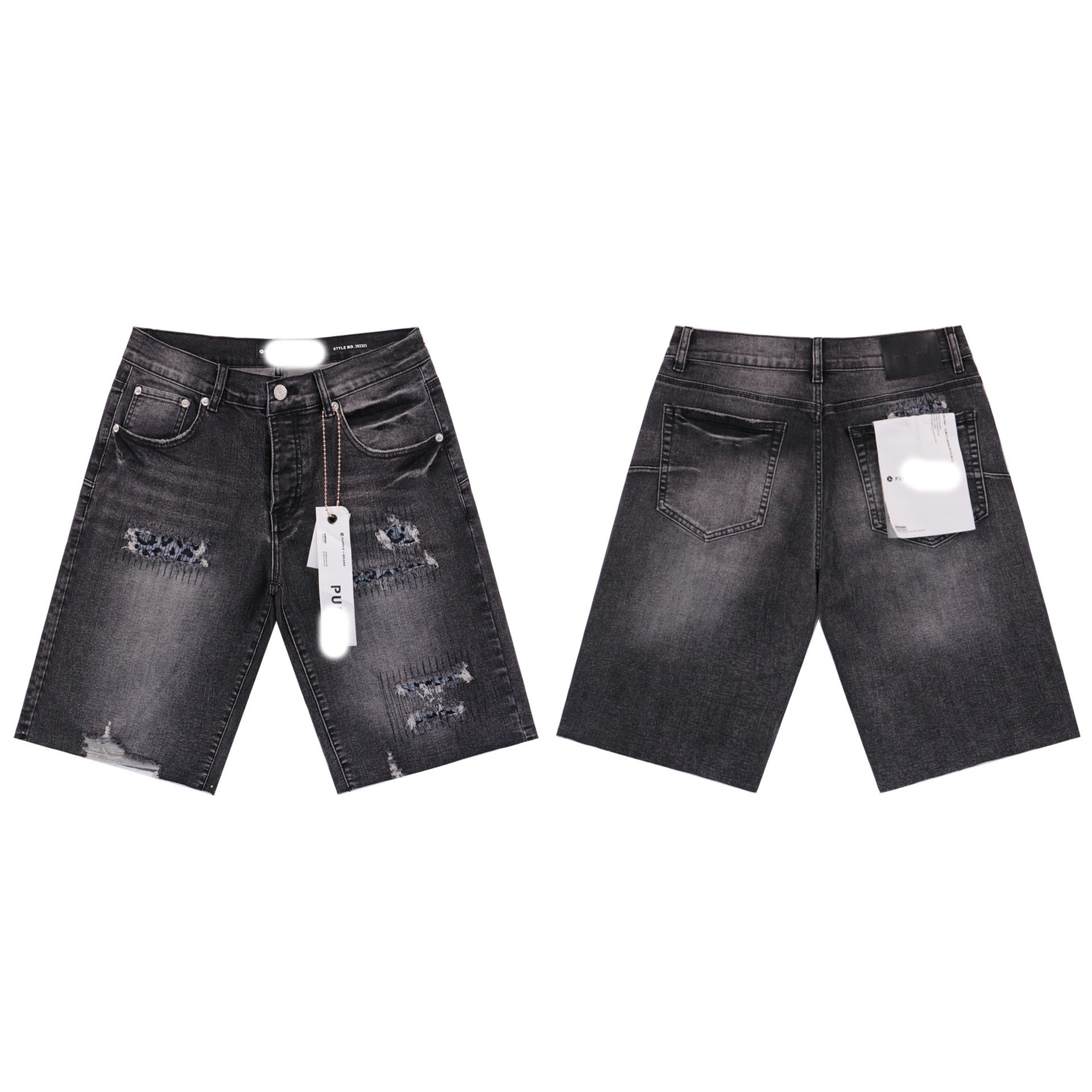 Marca de moda transfronteriza JB purple verano rectas vaqueros lavados de agua para hacer viejos agujeros vaqueros de hombre pantalones cortos de caño purple