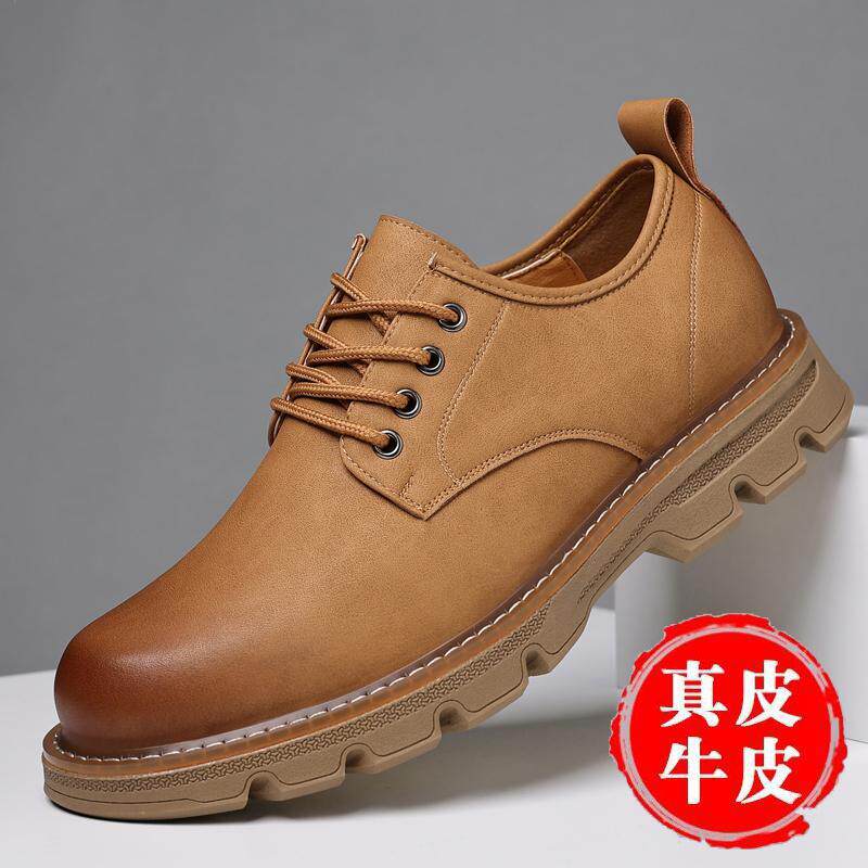 Giày bốt Martin nam da thật cổ thấp, giày da công sở thời trang, gót thấp 1–3 cm — Màu nâu, Màu đen