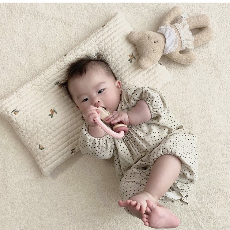 Born Double-sided Pillow Pure Cotton Embroidery Baby Breathable Flat Pillow Baby Summer Sweat-absorbentborn