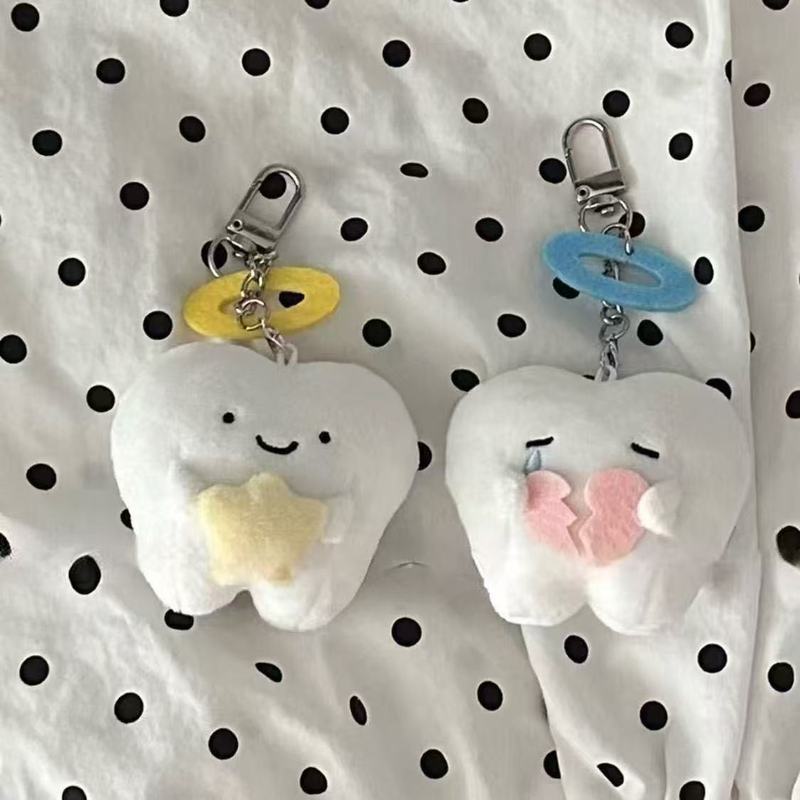 インターネット有名人と同じスタイルのかわいい大きな白い歯天使ぬいぐるみバッグキーペンダントカップルクリエイティブ人形ギフト|undefined