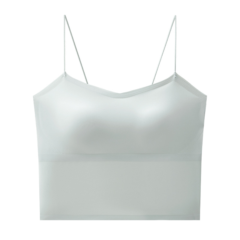 Ropa interior deportiva de seda de hielo, chaleco de cintura, cojín de pecho de mujer, espalda interior, base, sujetador anti-luz.