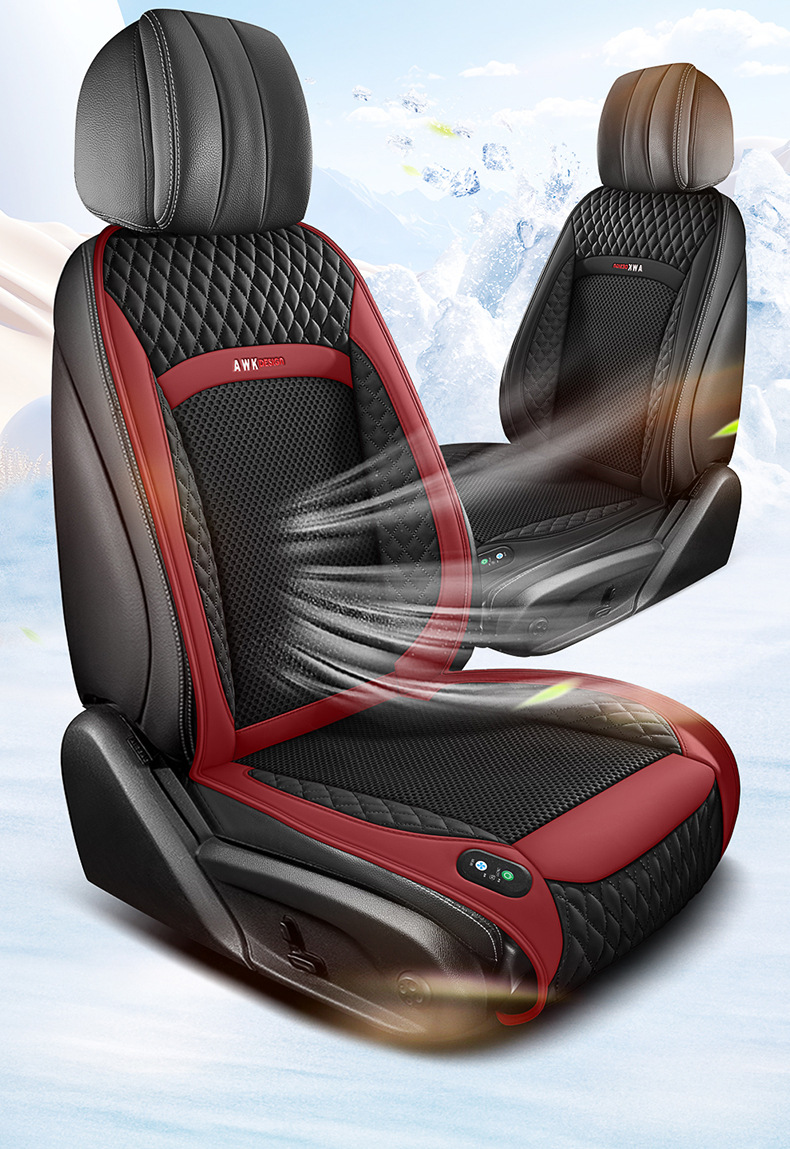 Car seat cushion cover leather ice silk car seat cushion hair dryer seat cushion air conditioning massage ventilation seat cover Amazon International Station
