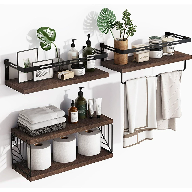 Трансграничные деревянные настенные подвесные стойки для ванной комнаты Многослойные плавающие перегородки деревянные туалеты с корзиной для хранения бумаги