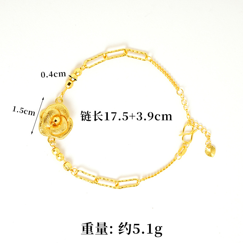 Mujeres de lujo ligero de oro vietnamita que se dedican a la pulsera de rosas, un largo tiempo no se desvanecerá, la fuente de joyas de nicho de alta calidad.