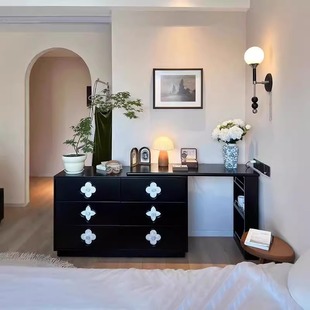 Home Four-Leaf Clover Dressing Table Bedroom French Retro Dressing Table Six-Drawer Cabinet Integrated Corner Small Apartment Storage Table