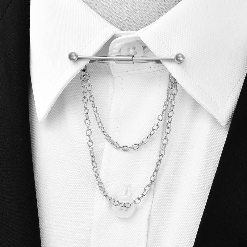 Men's Shirt Collar Pin, Stand-Up Collar Shirt, Collar Corner Clip, Fixed Clip, Tassel Tie Bar, Collar Corner Pin