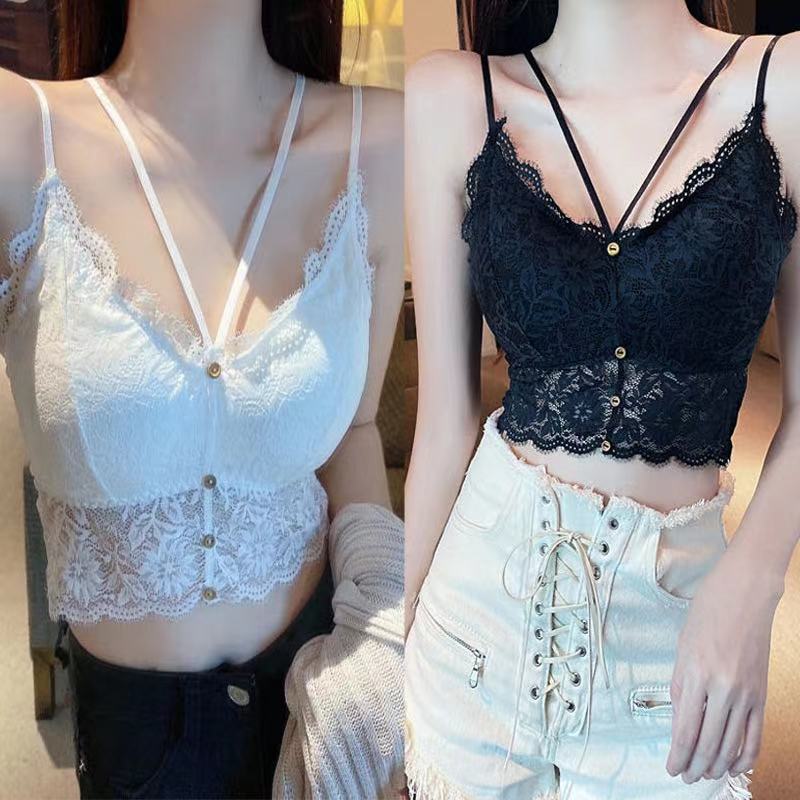 Summer Lace Beautiful Back Wrapped Chest Vest With Chest Pad