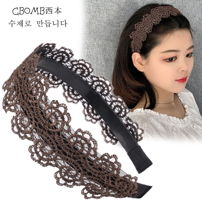 coffee black navy lace Hair band cballroom latin dance  sideband tooth tire Latin ballroom dance lace headband for women girls hair band head hoop ms