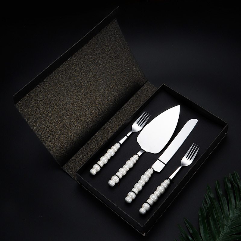 Creative Pearl Ceramic Handle Cake Knife Shovel Fork Set Accessible Luxury Stainless Steel Pizza Bread Kitchen Baking Tools Creative Pearl Ceramic Handle Cake Knife Shovel Fork Set Accessible Luxury Stainless Steel Pizza Bread Kitchen Baking Tools