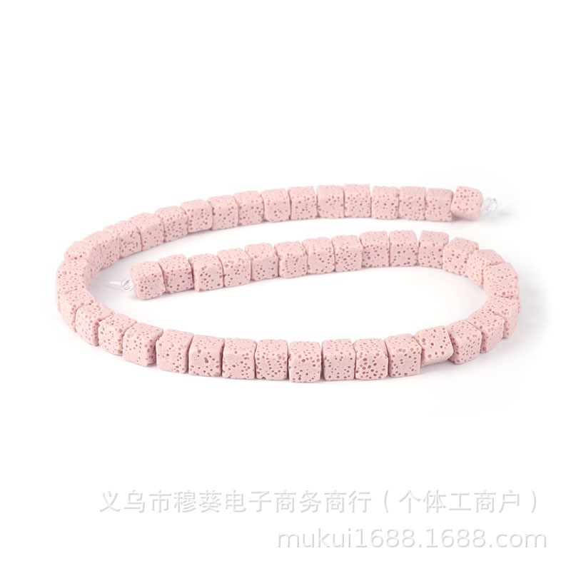 爆款香薰彩色火山石方块散珠DIY项链手链饰品配件半成品串珠批发|undefined