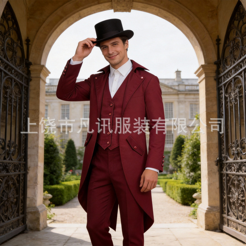Cross-Border Halloween Carnival Spring and Autumn New Style Cosplay Medieval Retro Tailcoat Cosplay Stage Performance Costume