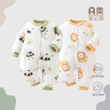 2025冬季新生儿套棉连体衣180g加厚保暖a类男女宝宝卡通爬服哈衣