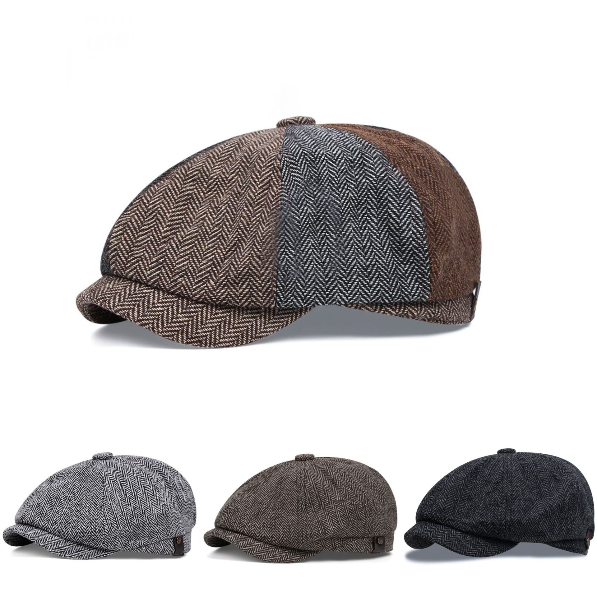 New cross-border artist duckbill cap, beret, British autumn and winter vintage men's newsboy cap, versatile artistic octagonal hat