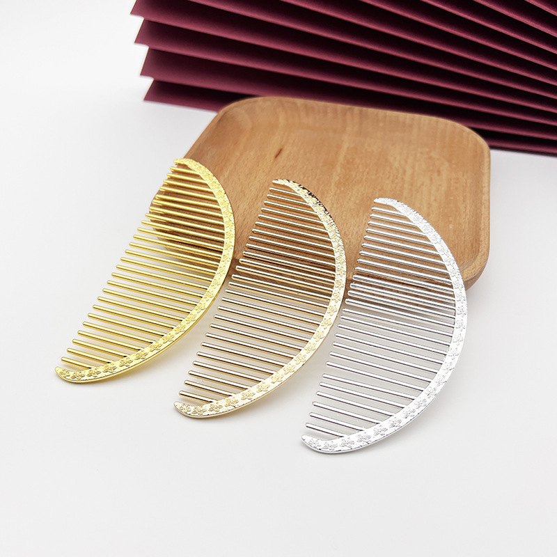 Alloy Patterned Half-Moon Hair Comb DIY Ancient Style Hairpin Material Hairpin Comb Body Electroplating