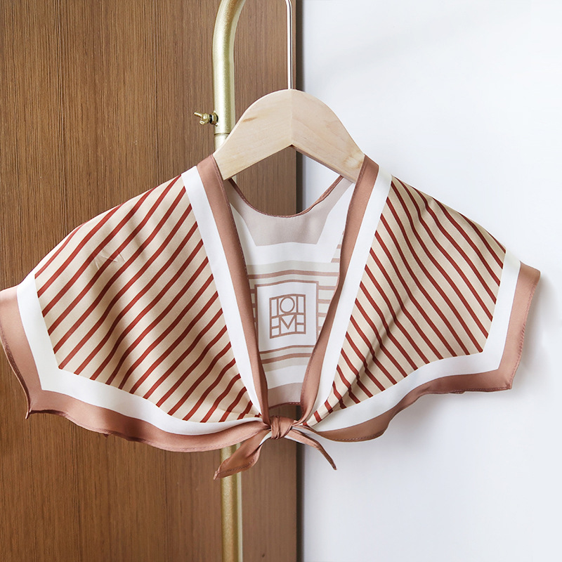 2025 nuevo bufandas de seda hexagonal bufandas de hombro alta sensación de moda de diseño minimalista de seda simulada bufandas temperamento universal