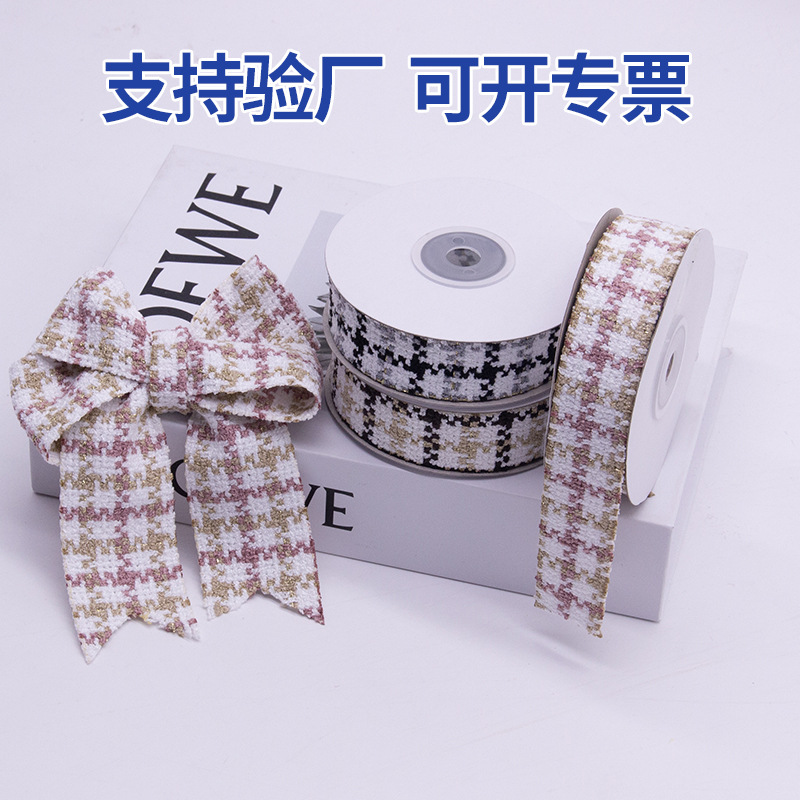 [O otoño-invierno transfronterizo] 4cm Waffle lana correa diy pequeño viento fragante mil pájaros adornos de cabello correa arco