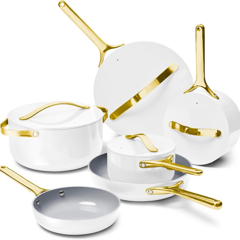 Home Kitchen Cookware Set Non-Stick Ceramic Pot Oven-Safe Non-Toxic Sustainable Induction Bottom Ceramic Cookware Set