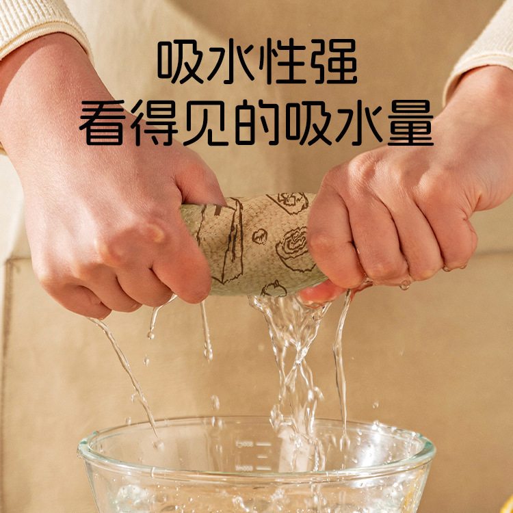 Cross-Border Printed Tear-Off Cleaning Cloth for Kitchen Use, Absorbent and Lint-Free, Tear-Off Towel, Dishwashing Cloth, Dual-Use for Dry and Wet Cleaning
