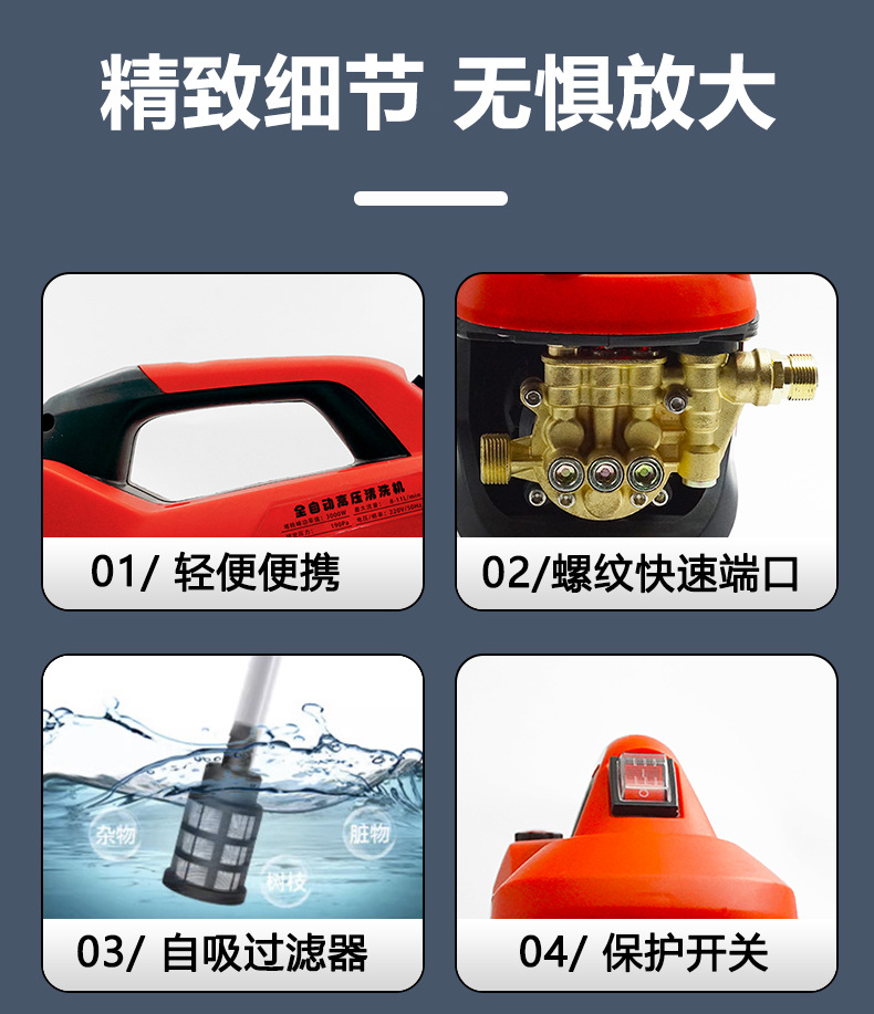 Wow, new model household car washer 220v high-power portable cleaning machine, high-pressure powerful floor cleaning device, fully automatic