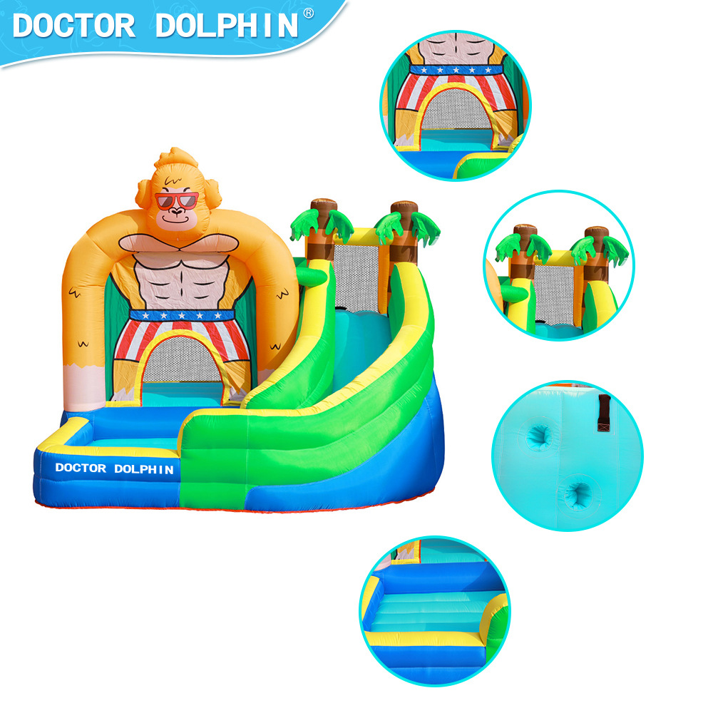 Castillo inflable infantil con tobogán, castillo hinchable con forma de orangután, parque infantil inflable para el hogar, trampolín pequeño, castillo con colchón de aire