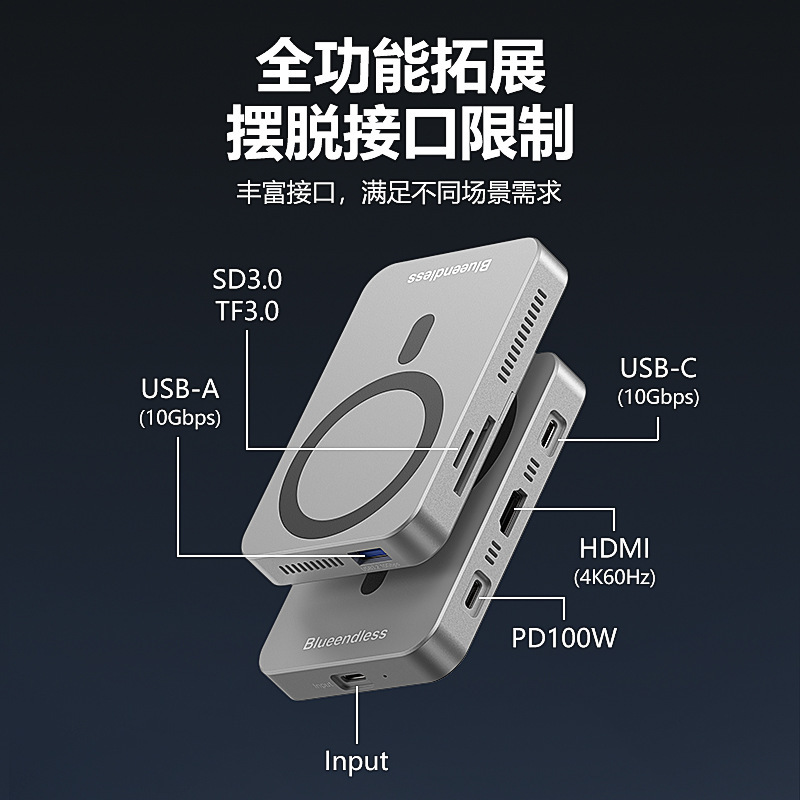 Magnetic Multifunctional Docking Station Pdw+K6Hz+Gbps+M Nvme Solid State Drive Enclosure