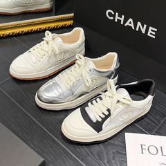 小香風板鞋女黑白熊貓厚底真皮透氣運動休閒鞋百搭新款真皮小白鞋