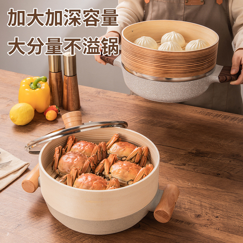 Steamer aluminum alloy double-layer thickened steamer steamer induction cooker household steaming and cooking multi-functional household gas stove