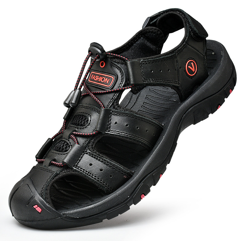 Sandalias para hombres de tamaño grande zapatos de playa casuales de verano de cuero para hombres al aire libre sandalias de tendencia de retroceso