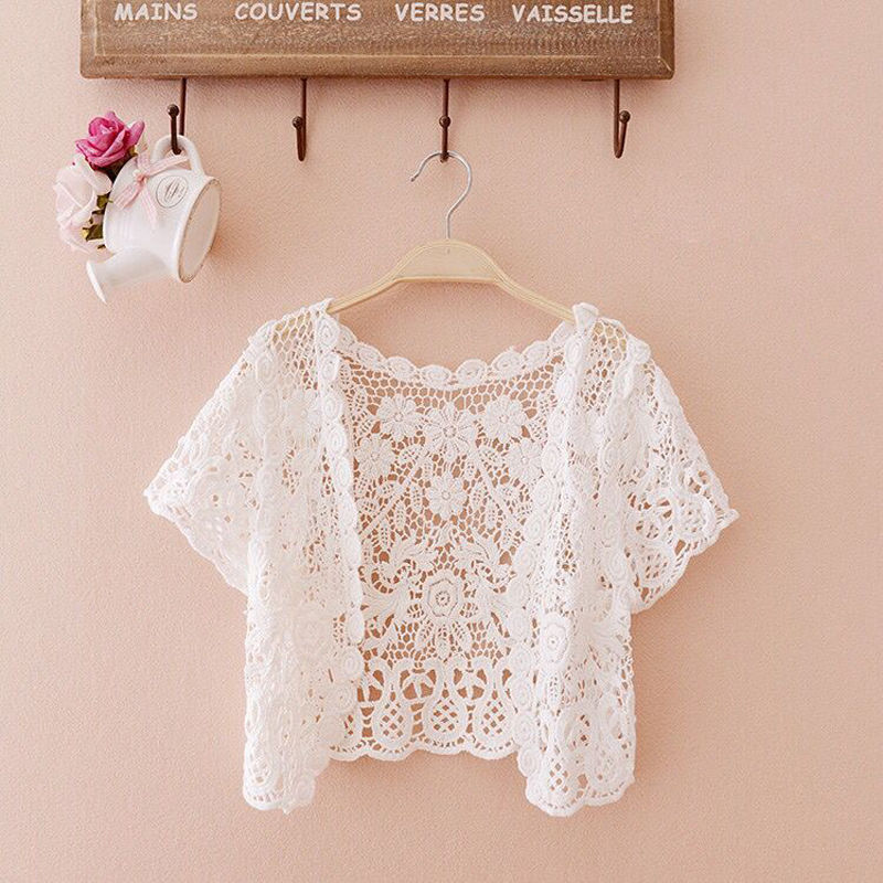 Lace Shawl Jacket, Summer Short Outerwear, Thin Cardigan Top, Versatile Vest for Women, Paired with a Suspender Skirt