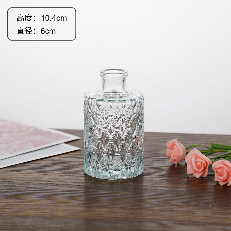 Estilo Europeo Retro Luz de lujo de cristal alivio pequeño florero de agua transparente florero decoración del hogar mini florero