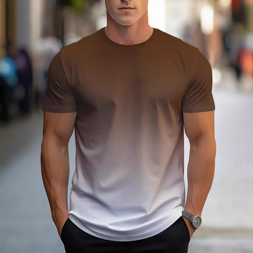 European and American 2025 New Fashion Trend Casual Matchy Matchy High-Quality Printed Short-Sleeve T-Shirt