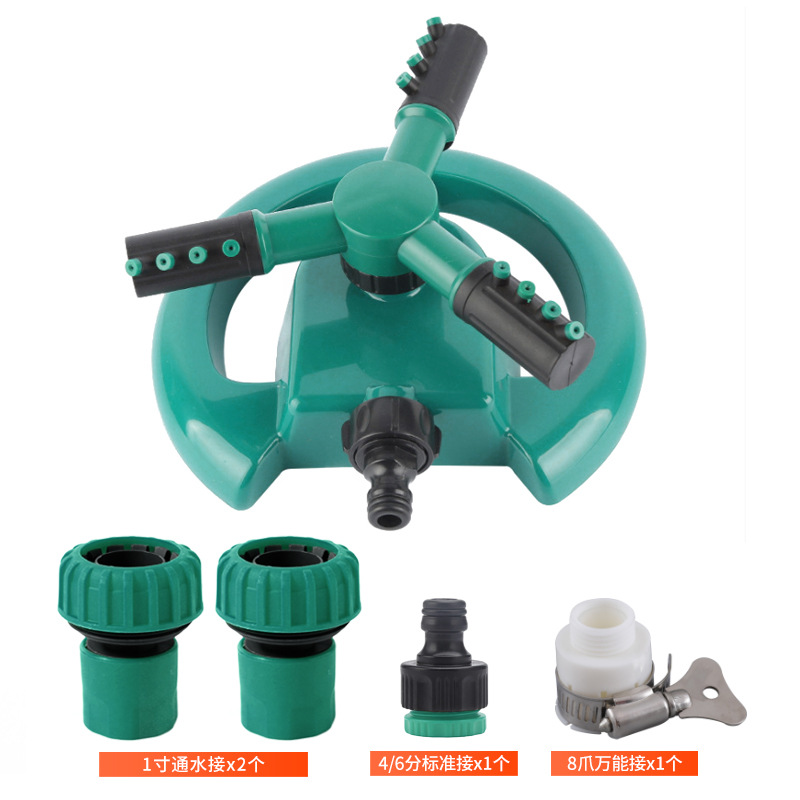 녹색 초승달 스프링클러 + 1 인치 물 연결 2 + 4/6 표준 연결 1 + 8 클로 범용 연결 1