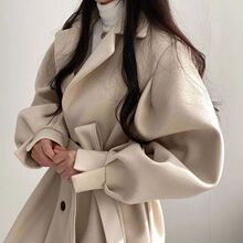 高级感小个子毛呢外套女装2025新款潮韩版宽松秋冬中长款妮子大衣