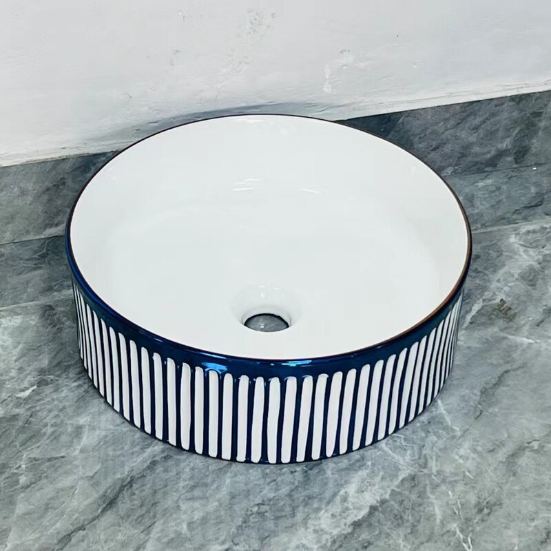 Ceramic Striped Wash Basin Bathroom Cabinet Color Wash Basin Sink Above Counter Wash Basin Sink