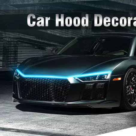 跨境热销改装幻彩机盖氛围灯贯穿日行灯机头盖led汽车超亮导光条