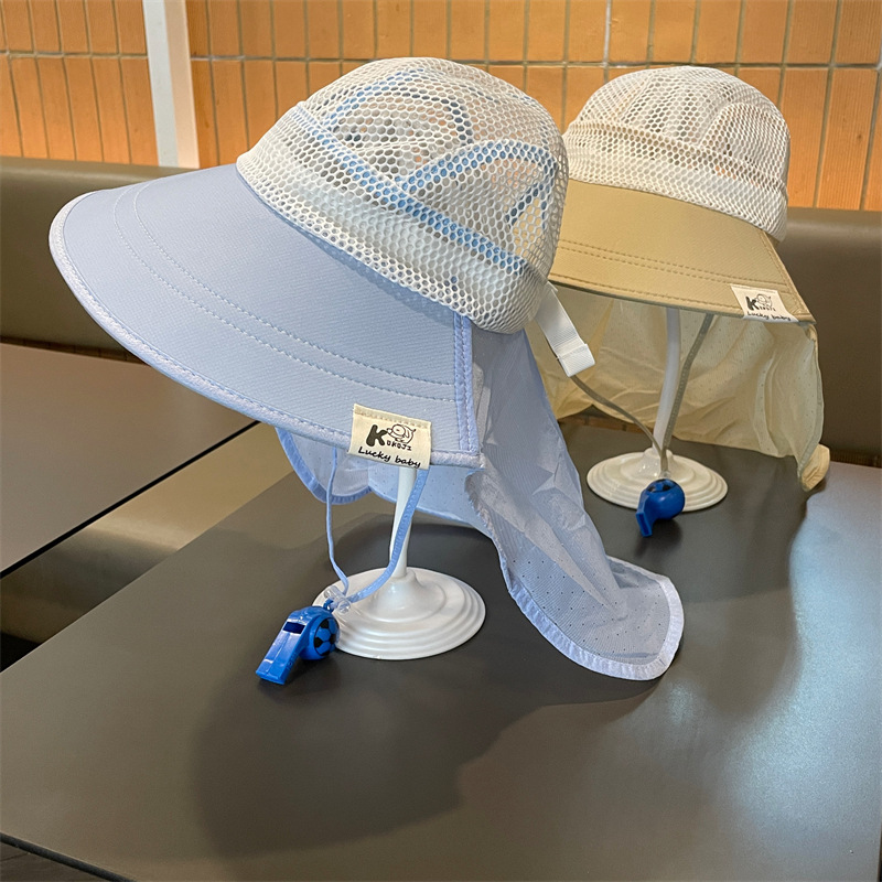 Sombrero para niños Sombrero de protección solar transpirable de malla fina de verano para niños y niñas Sombrero para el sol de viaje para bebés Gorro para el sol de cuello