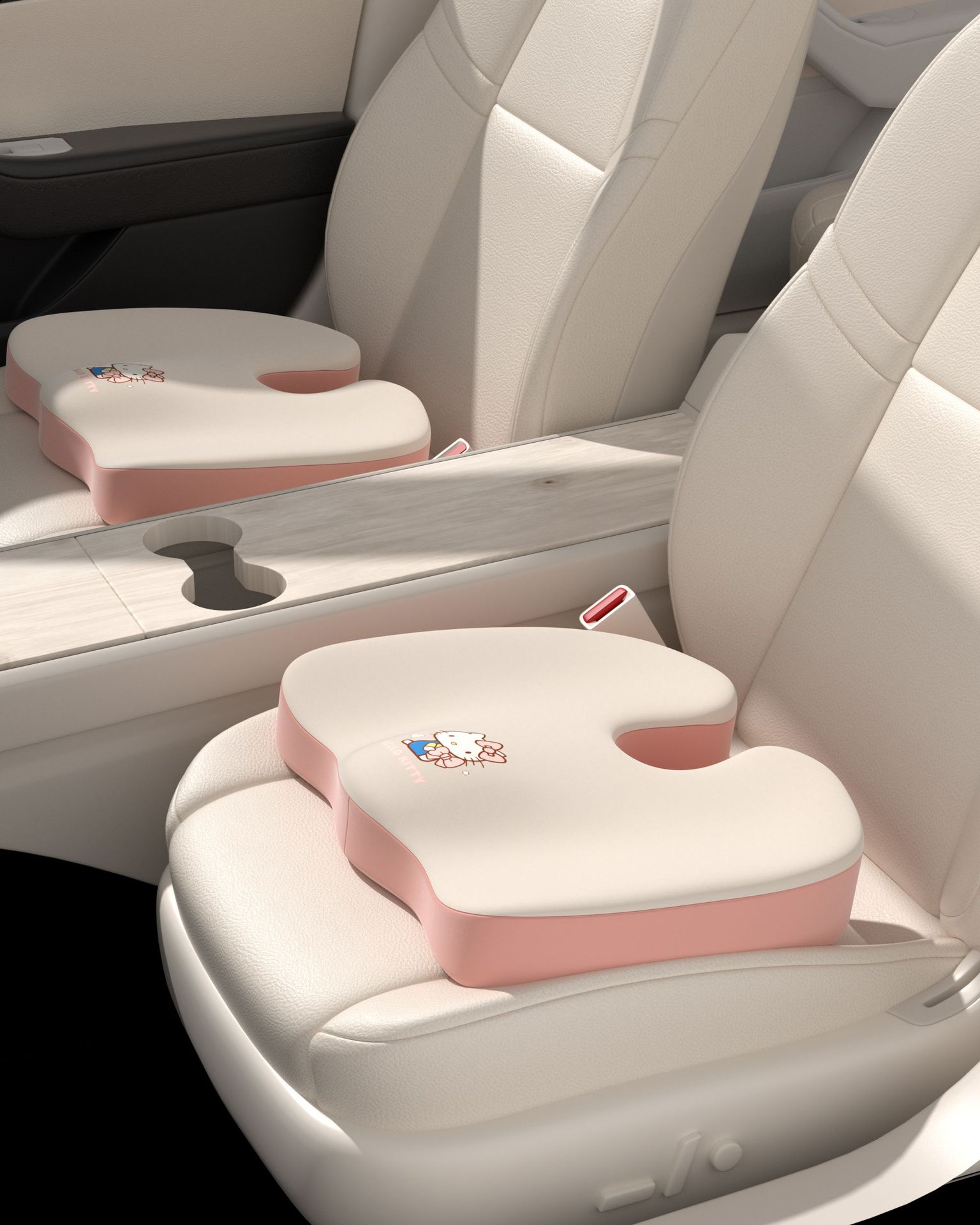 U-Shaped Car Seat Cushion, Breathable Fabric Booster Cushion, Cartoon Seat Cushion, Non-Slip Butt Cushion, Universal for All Seasons