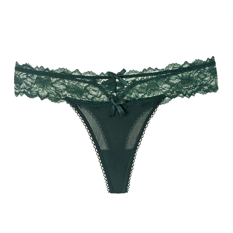 Sexy silk lace thong underwear, European style, in Black, White, Red, Green, Fuchsia