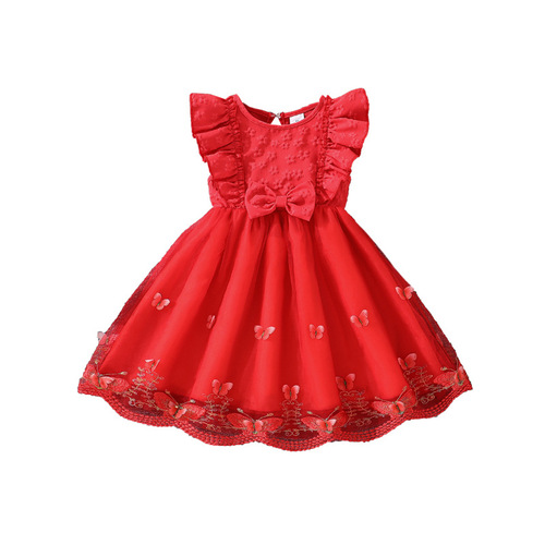 Girls' Dress—Cross-Border Children's Clothing 2026 Spring/Summer New Arrival: Sweet, Three-Dimensional Butterfly Mesh Vest Princess Dress for Girls