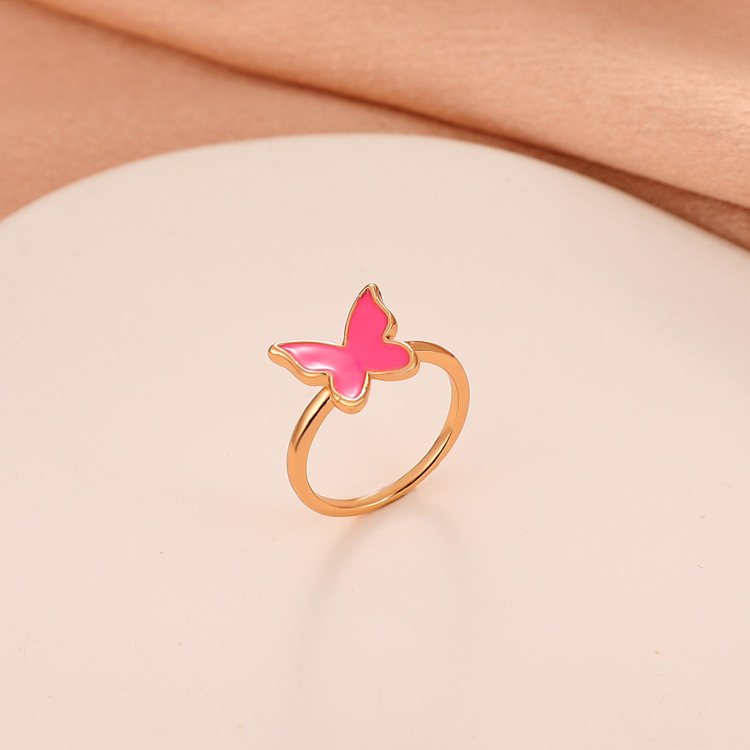 retro drip oil butterfly copper ring fashion color geometric index finger ring