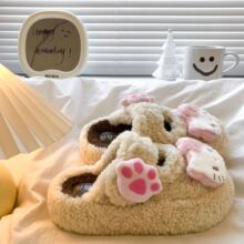 卡通kitty可爱棉拖鞋女2025新款秋冬家居室内厚底包头毛茸茸拖鞋