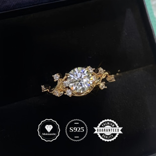 925 Silver 1 karat D Color VVS Clarity Classic Luxury Four Claw Ring Anniversary Birthday Gift