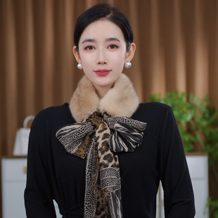 Autumn and Winter Warm New Style Plush Scarf Fashion All-match Autumn and Winter Silk Scarf Mao Scarf Leopard Ribbon