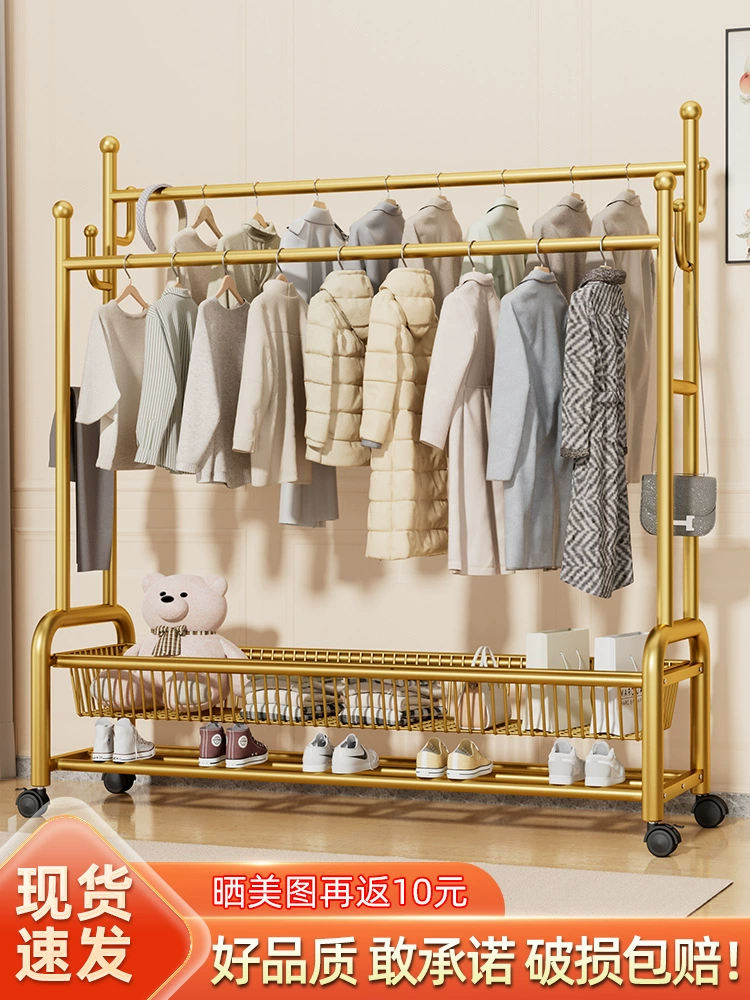 Напольная вешалка для одежды, свободностоящая, простая, с двойной перекладиной, усиленная, для спальни