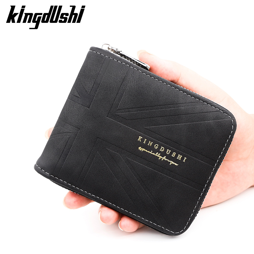 Europa y los Estados Unidos retro estilo de arroz para hombres cartera corta de gran capacidad brazalete bisagra bolso de cambio multi-tarjeta cartera mayorista