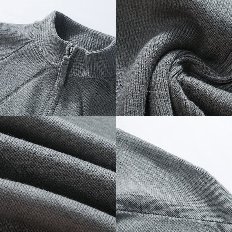 Explosiones transfronterizas de tamaño europeo medio suéter con cremallera hombre camiseta de punto universal otoño invierno viejo viento de negocios de alto nivel fábrica al por mayor