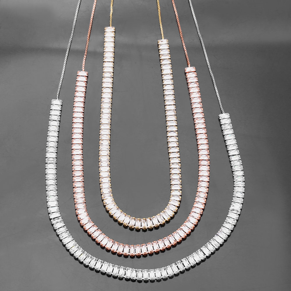 Fashion Square Copper Necklace Inlay Zircon Copper Necklaces