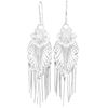 Metal silver ethnic matte retro earrings with tassels, ethnic style