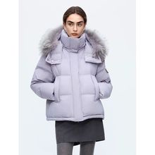 朗系霍尔多巴吉鹅绒可拆卸貉子毛立领连帽羽绒服通勤短款面包服