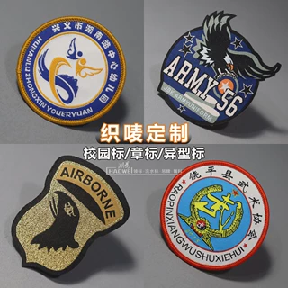 定做服装锁边商标电脑机绣花臂章魔术贴织唛幼儿园徽章定制徽章